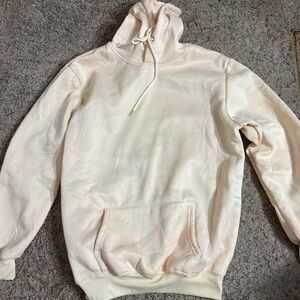 Cream Hoodie with Front Pocket